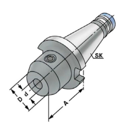 ISO Taper with Weldon, DIN 2080 Dimensions